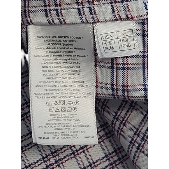 Brooks Brothers Red Blue Classic Checkered Shirt Size XL Regent Fit - Picture 4 of 4